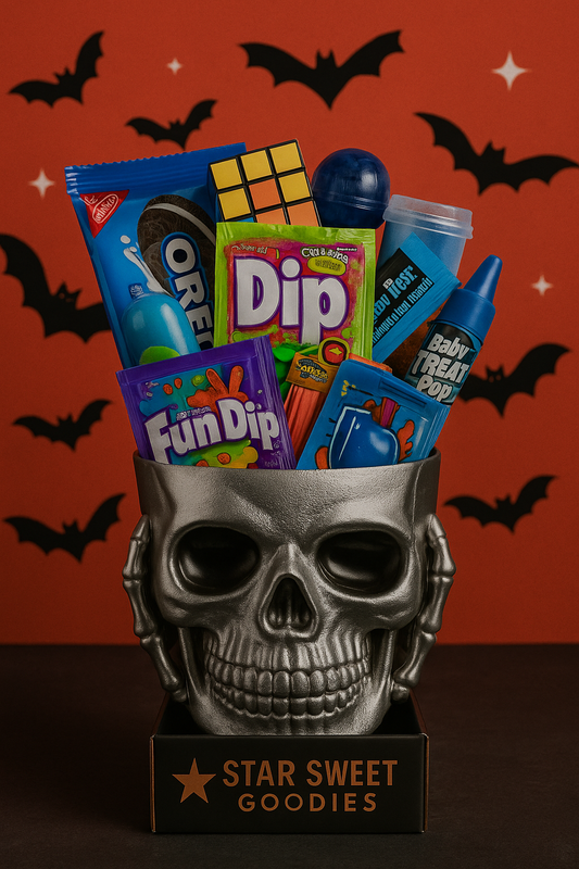 Halloween Skull basket/ Filled with Candy